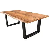 Invicta Couchtisch MAMMUT - 120cm Akazie natur V-Gestell schwarz 2,5cm Tischplatte Massivholz
