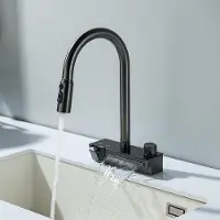 OEM Drehbarer Wasserhahn mit Auszug, 4-Stufen, 360°, Grau, Edelstahl