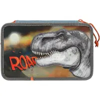 Dino World 3-Fach Dinosaurier Federmappe - Roar Federmäppchen für Jungs
