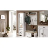 Innostyle Garderobenschrank Jasmin Flurmöbel Pinie hell und Artisan Eiche 65x204