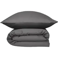 Schiesser Bettwäscheset Ella | Baumwollsatin | 2-teilig | Unifarben | 100% Baumwolle | Seidig glatt | YKK-Reißverschluss | 135x200 cm + 80x80 cm | Dunkelgrau