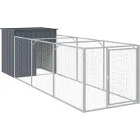 vidaXL Hundehütte mit Auslauf Anthrazit 110x405x110cm Verzinkter Stahl