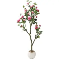 StarTech.com Künstlicher Rosenbaum - Bonsai Bodenpflanze - Höhe 150 cm - PVC-Material - Grüne Blätter - Für Outdoor, Jubiläum & Ausstellung - Dunkelrosa