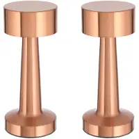 HAC24 2x Metall Akku Tischleuchte Kupfer mit Touchfunktion 3 Weisstöne USB Nachttischlampe Aufladbar Helligkeit regulierbar Schreibtischlampe Dimmbar