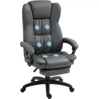 Vinsetto Bürostuhl, Verstellbarer Drehstuhl mit Fußstütze, Kopfstütze, Ergonomischer Schreibtischstuhl mit Liegefunktion, Massagefunktion, Dunkelgrau