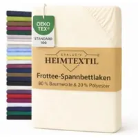 EXKLUSIV HEIMTEXTIL Frottee Spannbettlaken Rundumgummizug Marke 200 x 220 cm Naturweiss 80% Baumwolle 20% Polyester Öko - Tex Zertifiziert Bed-Sheet