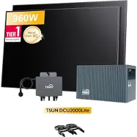 TSUN Powerness Balkonkraftwerk Speicher, DCU2000Lite mit 800W Mikrowechselrichter & 960W Solarmodule, 2400W PV Input & Dual MPPT (0% MwSt)