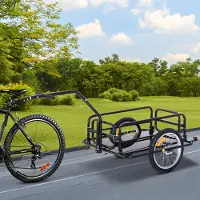 SUGIFT Fahrradanhänger klappbar, Lastenanhänger Stahl, Transportanhänger faltbar, Schwarz | 155 x 71,5 x 77 cm | bis 40 kg | 16-Zoll-Reifen