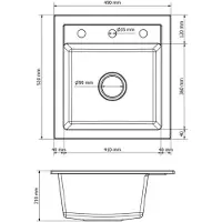 Faizee Home [Granitspüle 48x50 in Beige+ Armatur Steel] Hochwertig Eckige Granit Spülbecken f. Unterschränke ab 45 cm inkl.Siphon Set, Farbe:Beige