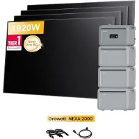 Growatt Powerness Balkonkraftwerk mit Speicher, NEXA 2000 Speicher mit 3x NEXA 2000E Erweiterungsakku & 4x Sunpro BC Bifaziale Full Black Solarmod