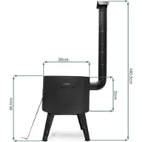 BIG-PAN Ø36 Uchag 2mm stahl Utschak mit Schornstein Abzugsrohr Utschag Campingofen Kessel Feuerstelle Feldküche Außenküche Eintopfofen Gulaschkanone