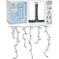 SELF IMPORT AGENCIES LED-Lichterkette Eiszapfen ,180 LEDs, 230 V, IP 44, 8 Funktionen, kaltweiß