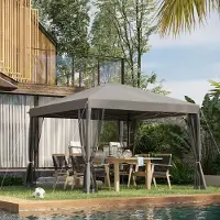 SUGIFT Faltpavillon 3x3m mit Moskitonetz, Faltzelt Gartenpavillon, Stahl Oxfordstoff 420D, Hellgrau | 295x295x260 cm | 4 Seitenwände | inkl. Tragetasche