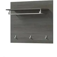 Inn.Furn GARDEROBENPANEEL grau 80 x 70 cm, Flurgarderobe mit Kleiderstange und Haken