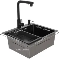OEM Küchenspüle, Edelstahl, Einzelbecken, Schwarz