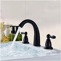 Markenlos Küchenarmaturen, Wasserhahn, Waschbecken-Wasserhahn, Doppelgriff, DREI Löcher, Deckmontage, stromlinienförmiges Design, gemeinsame heiße und kalte Mischbatterie