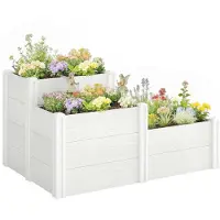 vidaXL Sunvello Hochbeet 3-stufig Stapelbar Gartenbeet mit Offenem Boden, modulares Kräuterbeet DIY Montage Kunststoff
