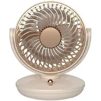 Zimilo Tragbarer Tischventilator mit 3 Windstufen, Winkelverstellbarer Luftzirkulator mit Akku für Büro, Zuhause und energieeffiziente Kühlung, Beige