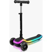 Kinderkraft RAKET UP – 2-in-1 Roller mit Sitz, LED & RGB-Räder, höhenverstellbar, klappbar, Kinderroller, Schwarz