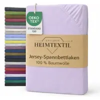 EXKLUSIV HEIMTEXTIL Marke Jersey Spannbettlaken 200 x 200 cm Flieder 100% Baumwolle Öko - Tex Zertifiziert Bed-Sheet Bettlaken Spannbetttuch Topper