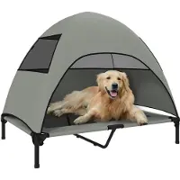 PawHut Hundeliege Outdoor mit Dach, Erhöhtes Hundebett für Große Hunde