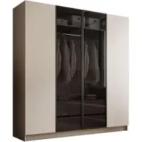 Lookway Viertüriger Schrank ATRIUM mit Glasfront mit LED Beleuchtung, Kaschmir