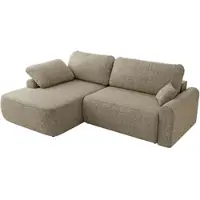 MKS Meble Ecksofa CUBO L-form, lose Kissen, Ecksofa 273x187x100 cm mit Schlaffunktion, Bettkasten - Dunkelbeige Struktur - Links Seite