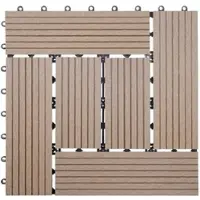 Proregal BERLINLODGE WPC Bodenfliese | 11x je BxT 30x30cm = 1qm | Holzoptik Balkon/Terrasse | Basis | Teak versetzt