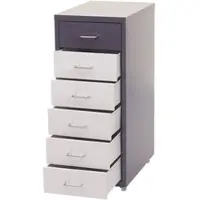 Proregal Rollcontainer Housten 69x28x41cm 6 Schubladen Dunkelgrau Weiß-Dunkelgrau