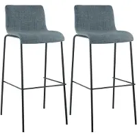 CLP 2er Set Barhocker Hover stapelbar Stoffbezüge Vierfußgestelle bis 150 kg blau Gestell Farbe schwarz