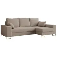 MKS Meble Ecksofa mit Schlaffunktion L-Form mit Bettkasten - DORIAN-Non - Hellbraun