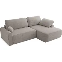 MKS Meble Ecksofa CUBO L-form, lose Kissen, Ecksofa 273x187x100 cm mit Schlaffunktion, Bettkasten - Hellgrau Struktur - Rechts Seite