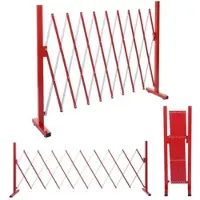 Proregal Absperrgitter | HxBxT 103,5x265x31 cm | Alu Rot-Weiß | Scherengitter Zaun Schutzgitter ausziehbar