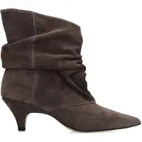 Manfield Dunkelgraue Slouchy Boots aus Veloursleder | Größe 40