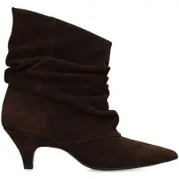 Manfield Dunkelbraune Slouchy Boots aus Veloursleder mit Absatz | Größe 40