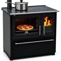 Plamen EEK A+ Küchenofen Holzherd 850 schwarz, linke Version - 8 kW Dauerbrandherd