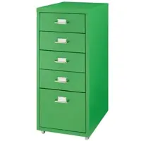 Helloshop26 - Büroschrank/Aufbewahrungseinheit auf Rollen mit 5 Schubladen 69 x 28 x 41 cm apfelgrün