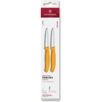 Victorinox Swiss Classic Gemüsemesser-Set, 2-teilig, 8 cm, gerade, mittlere Spitze, Gelb, Box