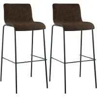 CLP 2er Set Barhocker Hover stapelbar Stoffbezüge Vierfußgestelle bis 150 kg | Farbe braun Gestell Farbe schwarz