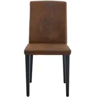 MODFU Esszimmerstuhl 4er-Set braun,Küchenstuhl mit schwarzen Metallbeinen und 47 cm hohe Rückenlehne,Bürostuhl,Loungesessel für Esszimmer