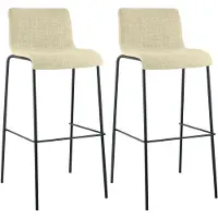 CLP 2er Set Barhocker Hover stapelbar Stoffbezüge Vierfußgestelle bis 150 kg creme Gestell Farbe schwarz