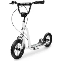 HyperMotion Roller 12, Tretroller mit Ständer, 2 Bremsen, höhenverstellbar, 78 bis 85 cm, aufblasbare Räder, 30 cm