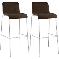 CLP 2er Set Barhocker Hover stapelbar Stoffbezüge Vierfußgestelle bis 150 kg braun Gestell Farbe chrom