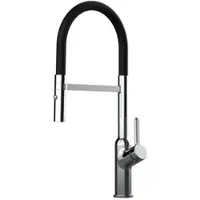 VIZIO Wasserhahn Küchenarmatur BOD mit 360° Schwenkbarem Auslauf Abnehmbare 2 Strahl Handbrause Verchromt Schwarz