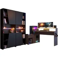 58 aufm Kessel Gaming Schreibtisch Parisot Work 3-tlg. Holznachbildung Grau/Schwarz
