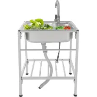 OEM Waschbecken, Freistehendes Design, Warm- und Kaltwasserhahn, Silber