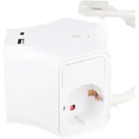 Heitech Tischsteckdose 3-fach mit USB-A und USB-C Ladeanschluss, sternförmig, zur Wandmontage geeignet