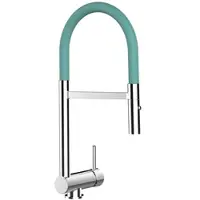 VIZIO Wasserhahn Vorfenster Küchenarmatur Umklappbar 6 CM mit 360° Schwenkbarem Auslauf Abnehmbare 2 Strahl Handbrause Verchromt Türkis