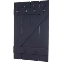 BERLINLODGE Wandgarderobe 91x60x10cm 6 Haken Dunkelgrau Shabby
