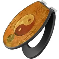 Banjado Anthrazit Toilettendeckel Mit Absenkautomatik WC-Sitz Soft Close Hygienischer Klodeckel MDF Mit Motiv Yin Yang